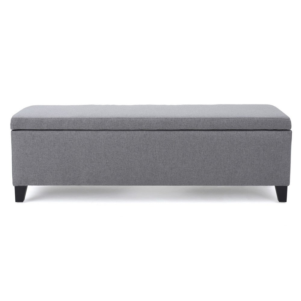 Flash Storage Ottoman Bench, Light Gray Fabric, Gray Wood, 51 Inch -BM325017