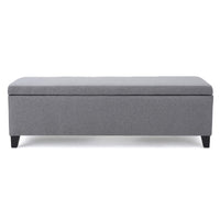 Flash Storage Ottoman Bench, Light Gray Fabric, Gray Wood, 51 Inch -BM325017