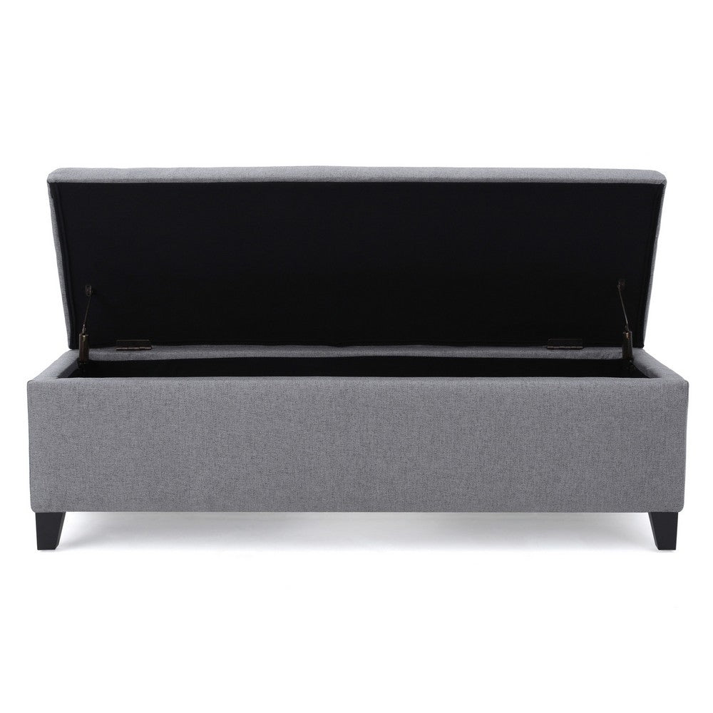 Flash Storage Ottoman Bench, Light Gray Fabric, Gray Wood, 51 Inch -BM325017