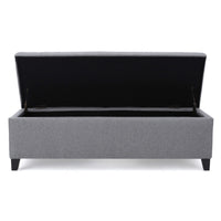 Flash Storage Ottoman Bench, Light Gray Fabric, Gray Wood, 51 Inch -BM325017