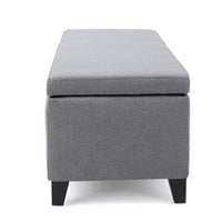 Flash Storage Ottoman Bench, Light Gray Fabric, Gray Wood, 51 Inch -BM325017