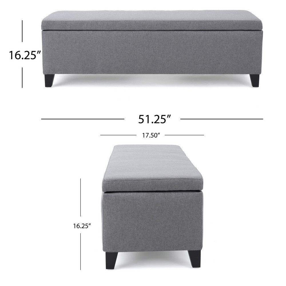 Flash Storage Ottoman Bench, Light Gray Fabric, Gray Wood, 51 Inch -BM325017