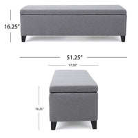 Flash Storage Ottoman Bench, Light Gray Fabric, Gray Wood, 51 Inch -BM325017