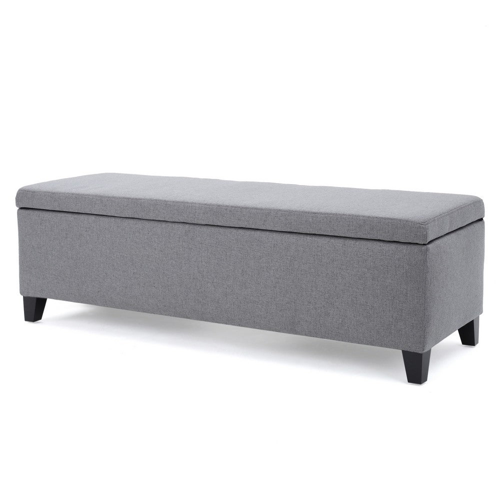 Flash Storage Ottoman Bench, Light Gray Fabric, Gray Wood, 51 Inch -BM325017