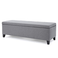 Flash Storage Ottoman Bench, Light Gray Fabric, Gray Wood, 51 Inch -BM325017