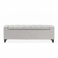 Liani Storage Ottoman Bench, Light Gray Fabric, Tufted Top, 51 Inch -BM325019