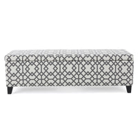 Flash Storage Ottoman Bench, Light Gray Geometric Print Fabric 51 Inch -BM325021