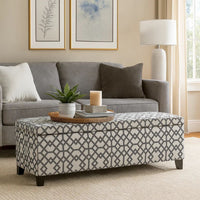 Flash Storage Ottoman Bench, Light Gray Geometric Print Fabric 51 Inch -BM325021