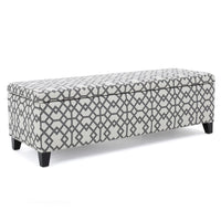 Flash Storage Ottoman Bench, Light Gray Geometric Print Fabric 51 Inch -BM325021