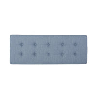 Liba Ottoman Bench, Button Tufted Light Blue Fabric, Black, 47 Inch -BM325025