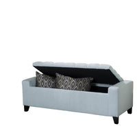 Liani Storage Ottoman Bench, Light Blue Fabric, Tufted Top, 51 Inch -BM325026