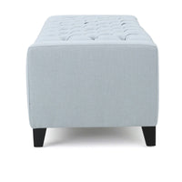 Liani Storage Ottoman Bench, Light Blue Fabric, Tufted Top, 51 Inch -BM325026