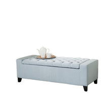 Liani Storage Ottoman Bench, Light Blue Fabric, Tufted Top, 51 Inch -BM325026