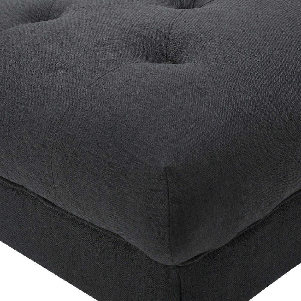 Capri Ottoman, Tufted Dark Gray Fabric, Birch Wood, Square 41 Inch -BM325033