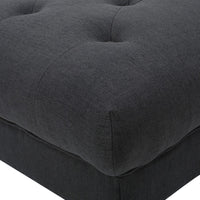 Capri Ottoman, Tufted Dark Gray Fabric, Birch Wood, Square 41 Inch -BM325033