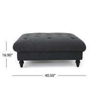 Capri Ottoman, Tufted Dark Gray Fabric, Birch Wood, Square 41 Inch -BM325033