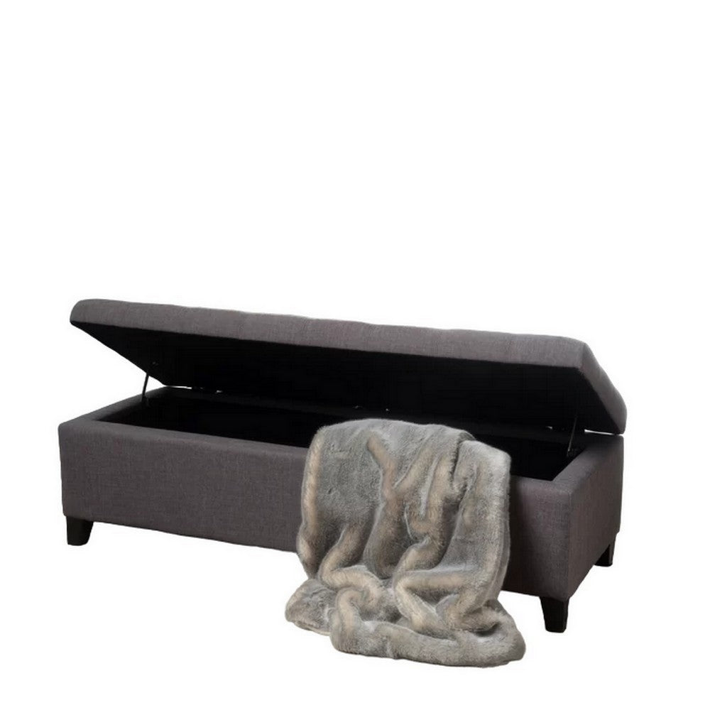 Nira Storage Ottoman Bench, Button Tufted Dark Gray Fabric, 51 Inch - BM325039