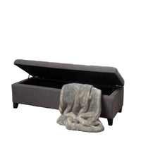 Nira Storage Ottoman Bench, Button Tufted Dark Gray Fabric, 51 Inch - BM325039
