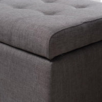 Nira Storage Ottoman Bench, Button Tufted Dark Gray Fabric, 51 Inch - BM325039