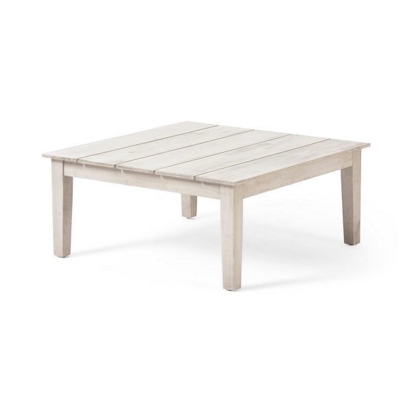 Lizie Outdoor Coffee Table, Open Slat Panes, Gray, 30 Inch Square