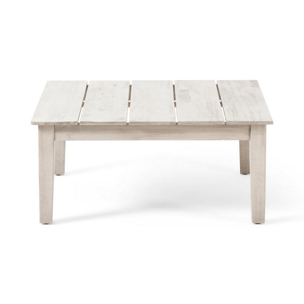 Lizie Outdoor Coffee Table, Open Slat Panes, Gray, 30 Inch Square -BM325040