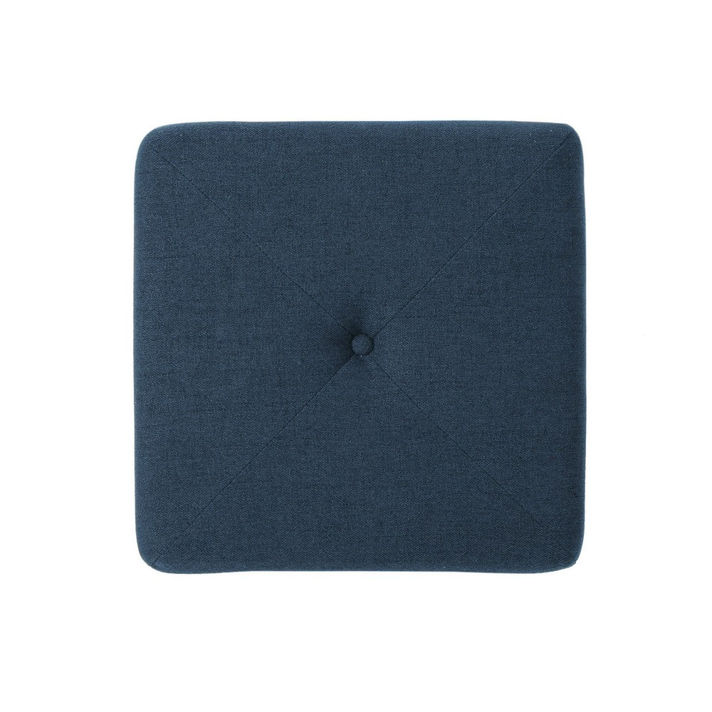 Liasa Ottoman, Cube Shape, Navy Blue Fabric, Plush Cushion, 17 Inch -BM325046