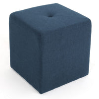 Liasa Ottoman, Cube Shape, Navy Blue Fabric, Plush Cushion, 17 Inch -BM325046