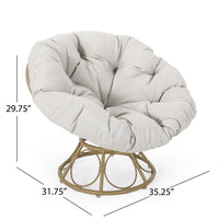 Leos Swivel Outdoor Chair, Soft Gray Polyester Cushion, Brown Rattan -BM325052