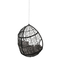 Castic Outdoor Hanging Chair, 46 Inch Rattan Frame, Black Iron, Gray -BM325063