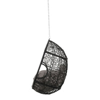 Castic Outdoor Hanging Chair, 46 Inch Rattan Frame, Black Iron, Gray -BM325063