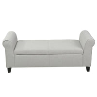 Jacob Bench with Rolled Arms, 50 Inch, Lift Storage, Light Gray -BM325065