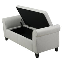 Jacob Bench with Rolled Arms, 50 Inch, Lift Storage, Light Gray -BM325065