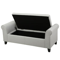 Jacob Bench with Rolled Arms, 50 Inch, Lift Storage, Light Gray -BM325065