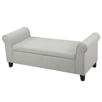 Jacob Bench with Rolled Arms, 50 Inch, Lift Storage, Light Gray -BM325065