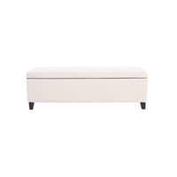 Elias Ottoman Bench with Storage, 51 Inch Rectangular, White Fabric -BM325071