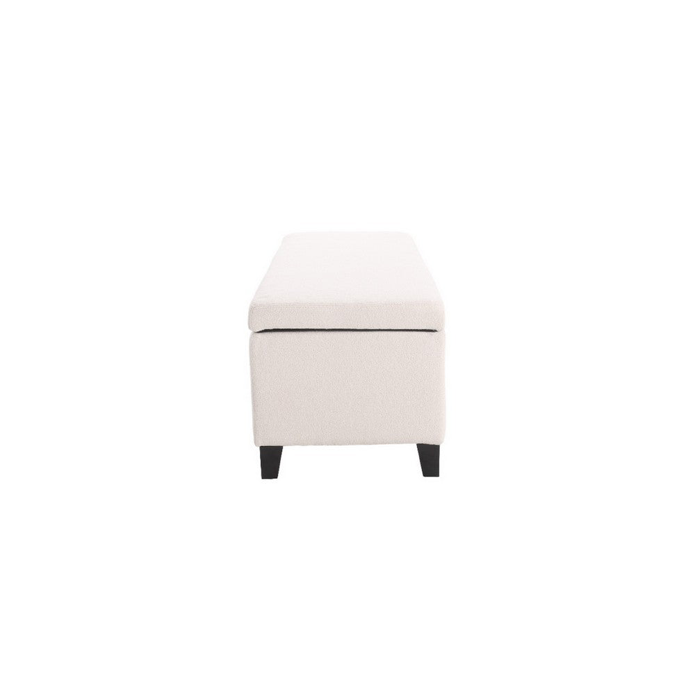 Elias Ottoman Bench with Storage, 51 Inch Rectangular, White Fabric -BM325071