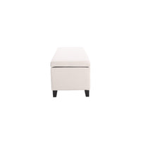 Elias Ottoman Bench with Storage, 51 Inch Rectangular, White Fabric -BM325071