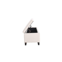 Elias Ottoman Bench with Storage, 51 Inch Rectangular, White Fabric -BM325071