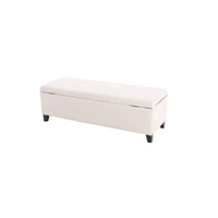Elias Ottoman Bench with Storage, 51 Inch Rectangular, White Fabric -BM325071