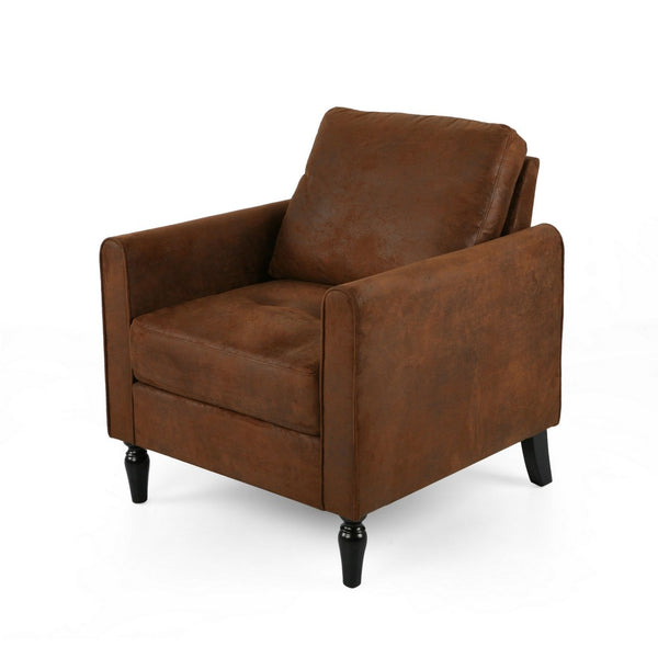Ada Accent Chair, Plush Pillow Back, Textured Brown Microfiber Design -BM325072