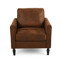 Ada Accent Chair, Plush Pillow Back, Textured Brown Microfiber Design -BM325072