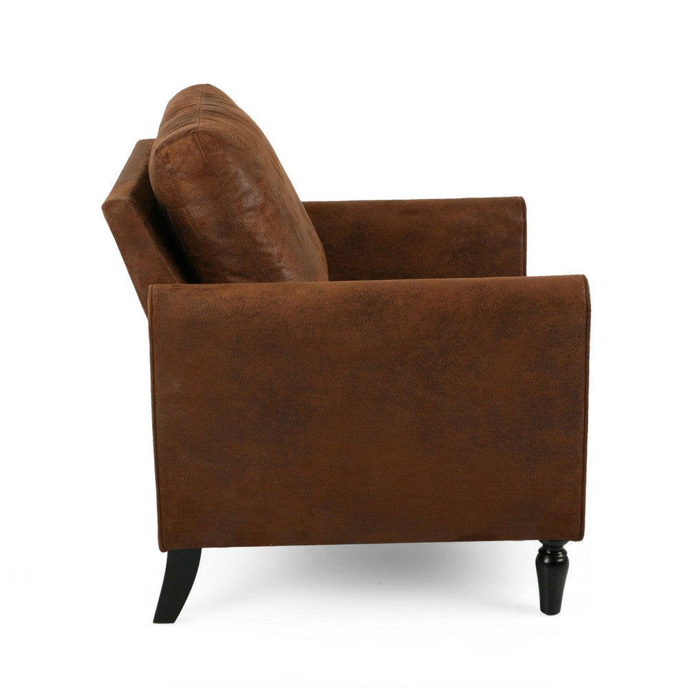Ada Accent Chair, Plush Pillow Back, Textured Brown Microfiber Design -BM325072