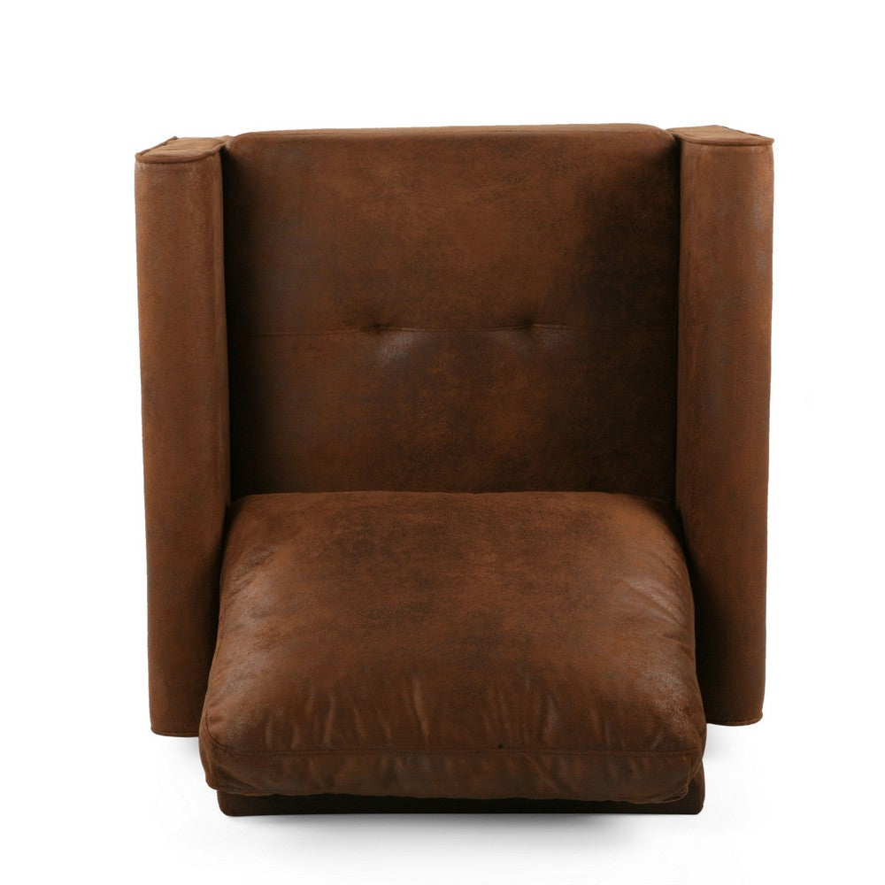 Ada Accent Chair, Plush Pillow Back, Textured Brown Microfiber Design -BM325072
