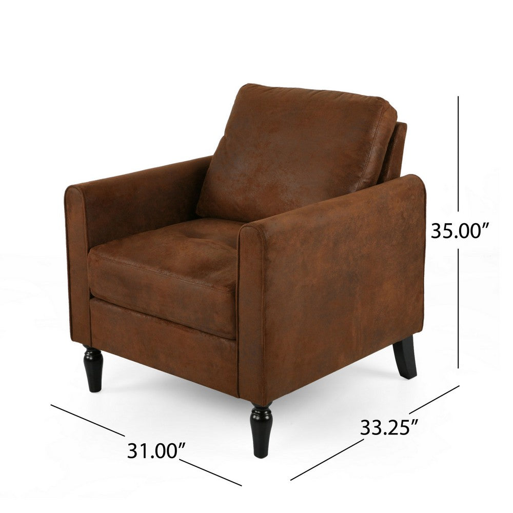 Ada Accent Chair, Plush Pillow Back, Textured Brown Microfiber Design -BM325072