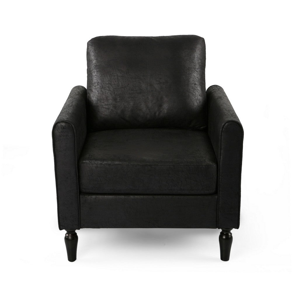 Ada Accent Chair, Plush Pillow Back, Textured Black Microfiber Design -BM325073