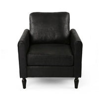 Ada Accent Chair, Plush Pillow Back, Textured Black Microfiber Design -BM325073
