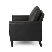 Ada Accent Chair, Plush Pillow Back, Textured Black Microfiber Design -BM325073