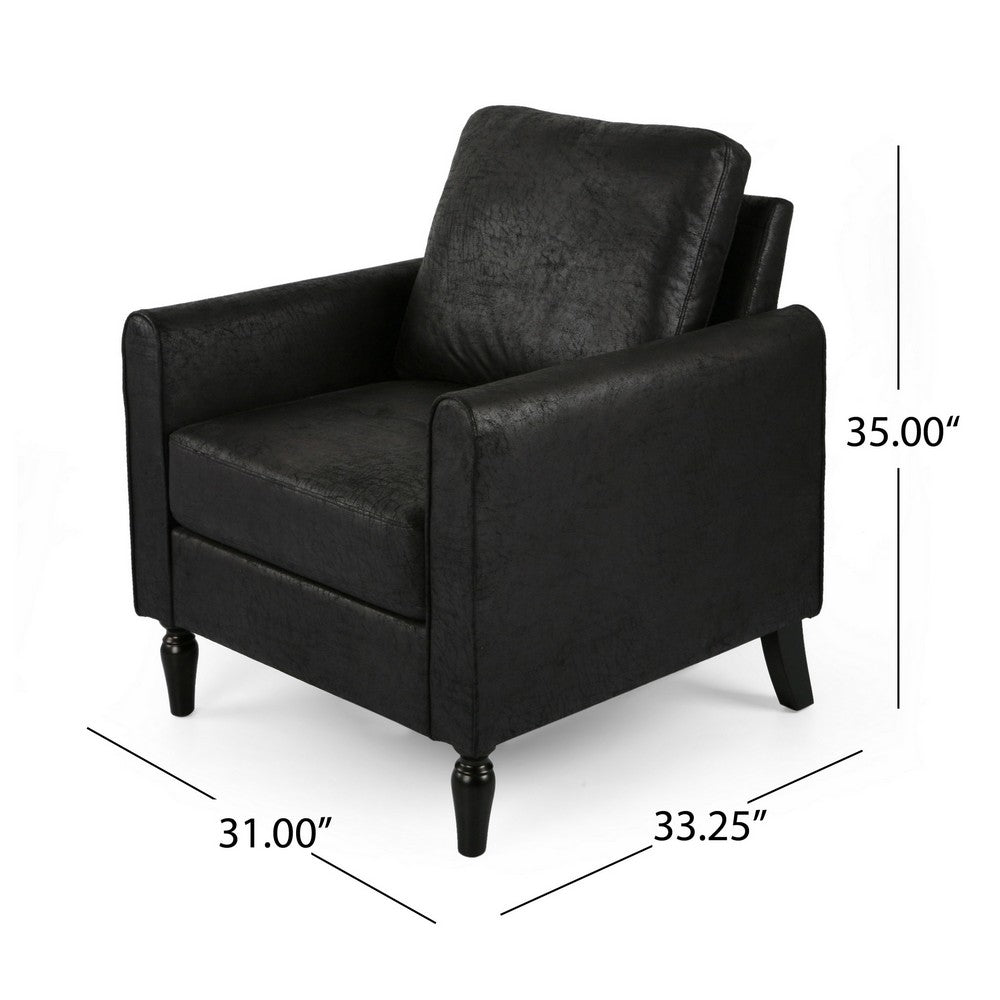Ada Accent Chair, Plush Pillow Back, Textured Black Microfiber Design -BM325073