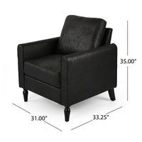 Ada Accent Chair, Plush Pillow Back, Textured Black Microfiber Design -BM325073