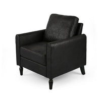 Ada Accent Chair, Plush Pillow Back, Textured Black Microfiber Design -BM325073